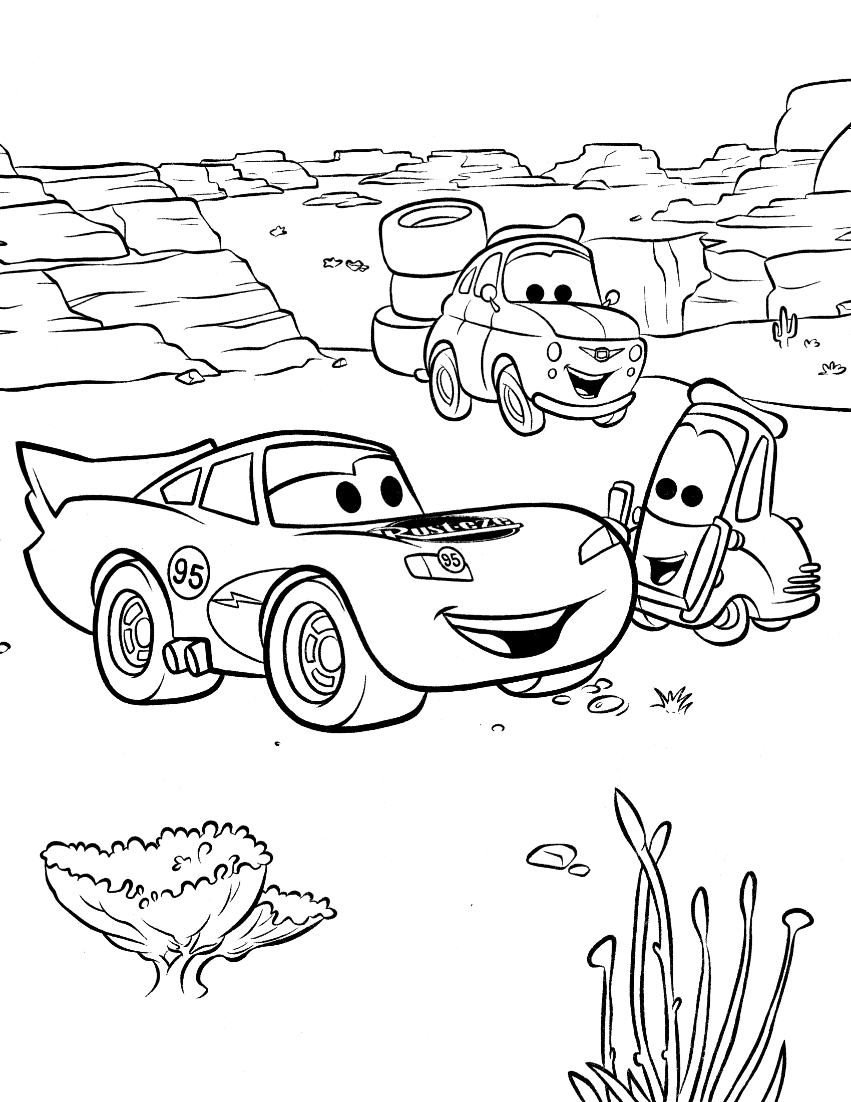 Раскраскидля мальчиков по мультфильму тачки  Тачки в каньоне