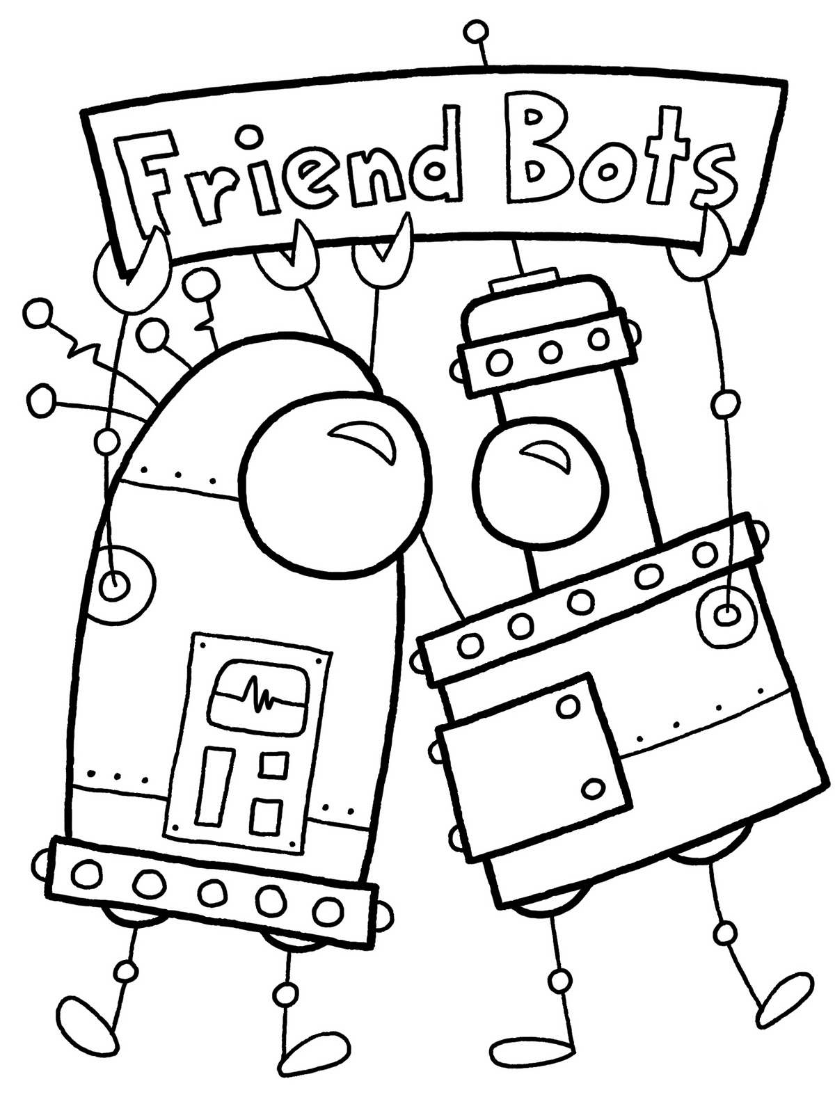 Раскраски с роботами из зарубежных мультфильмов для подростков  Друзья роботы