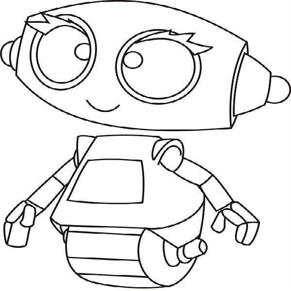 Раскраски с роботами из зарубежных мультфильмов для подростков  Робот на колесике