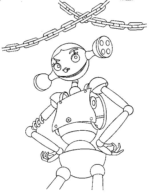 Раскраски с роботами из зарубежных мультфильмов для подростков  Робот девушка, цепи