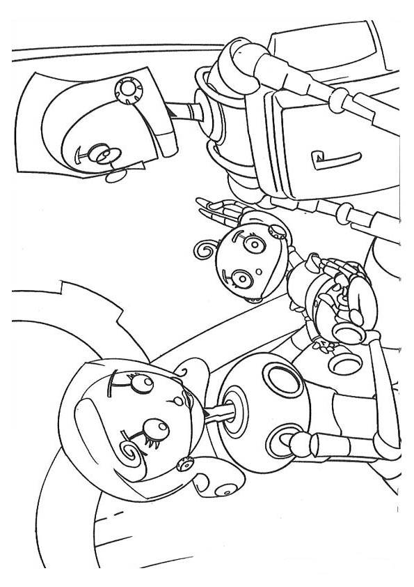 Раскраски с роботами из зарубежных мультфильмов для подростков  Семья роботов