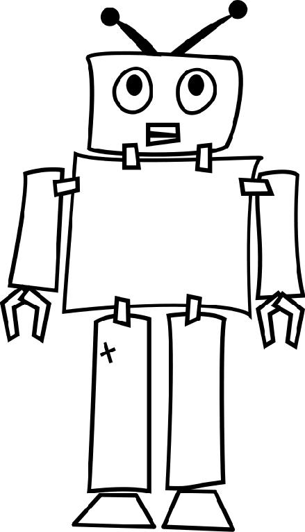 Раскраски с роботами из зарубежных мультфильмов для подростков  Маленький простой робот с антеннами