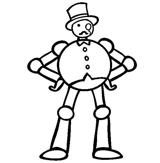 Раскраски с роботами из зарубежных мультфильмов для подростков  Робот с круглым телом в шляпе