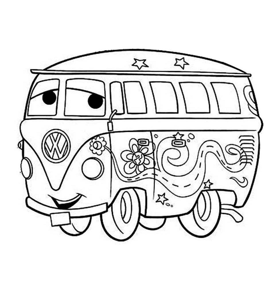 Раскраскидля мальчиков по мультфильму тачки  Тачки, автобус