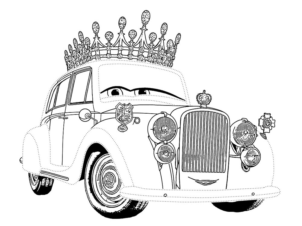 Раскраскидля мальчиков по мультфильму тачки  Тачки, машина в короне, королевская машина, машина король