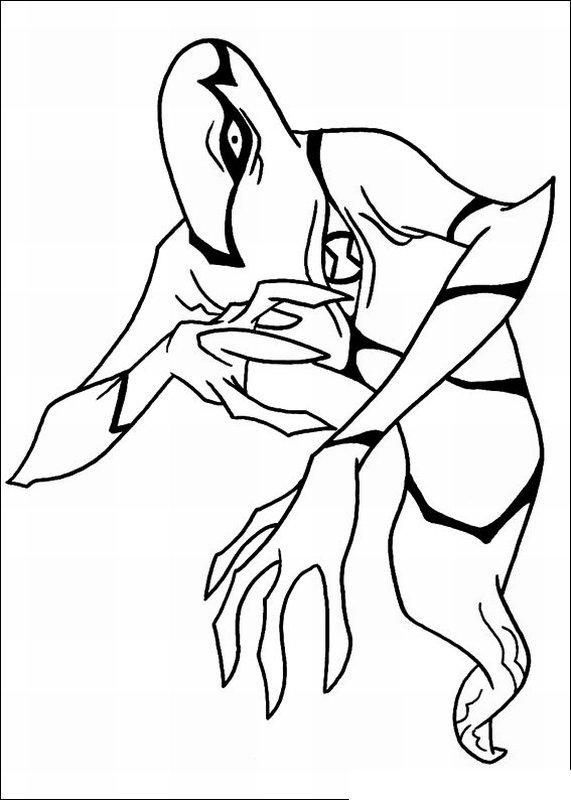 Раскраски по мультику Бен тен, мультфильмы про инопланетян  Бен тен, инопланетная форма со способностью быть не видимым