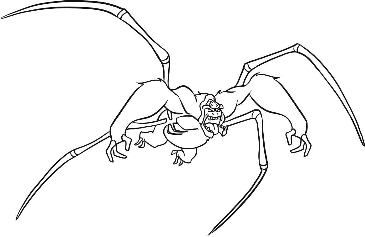 Раскраски по мультику Бен тен, мультфильмы про инопланетян  Инопланетянин похожий на паука