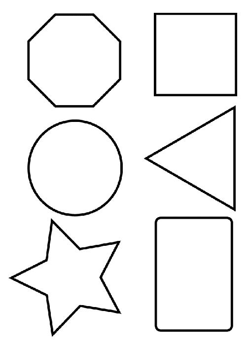 Раскраски контуры для вырезания из бумаги квадрат  Раскраски фигуры, шестиугольник, квадрат, круг
