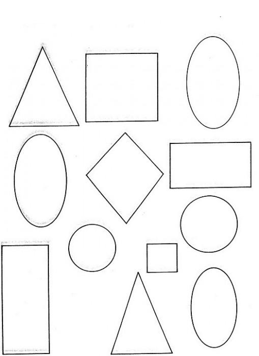 Раскраски контуры для вырезания из бумаги квадрат  Раскраски фигуры, треугольник, квадрат, овал