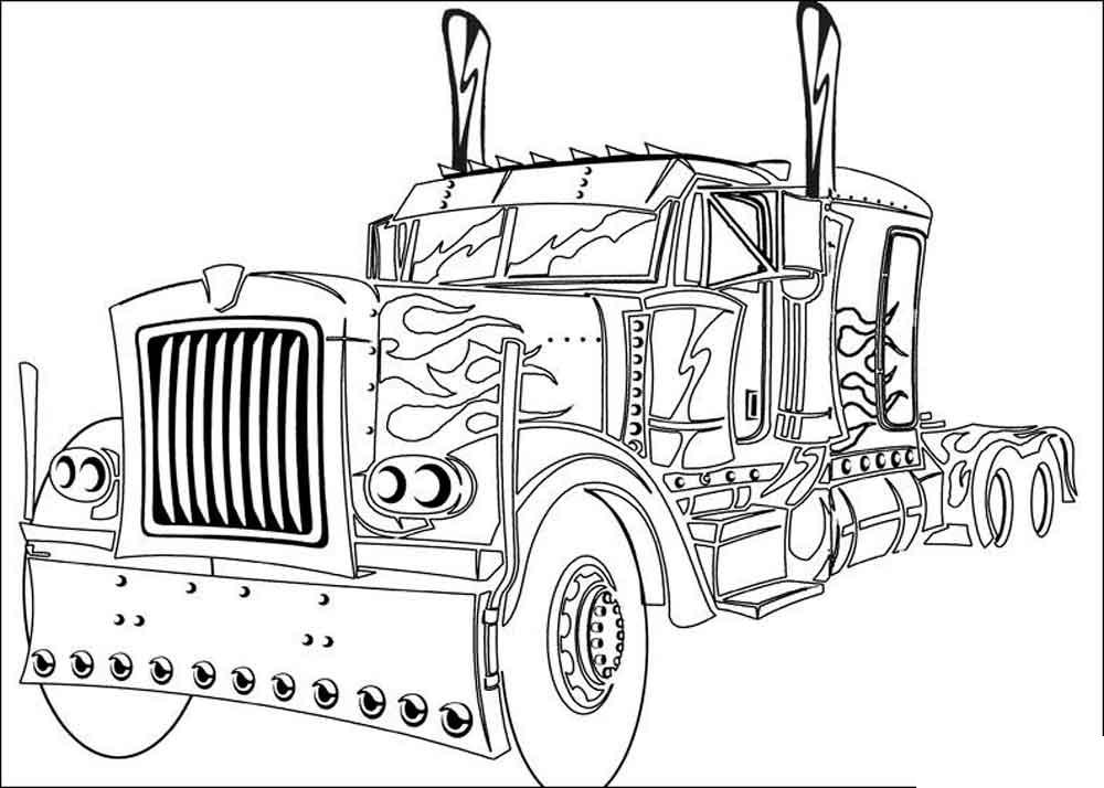 Раскраски трансформеры для мальчиков  Трансформер грузовик