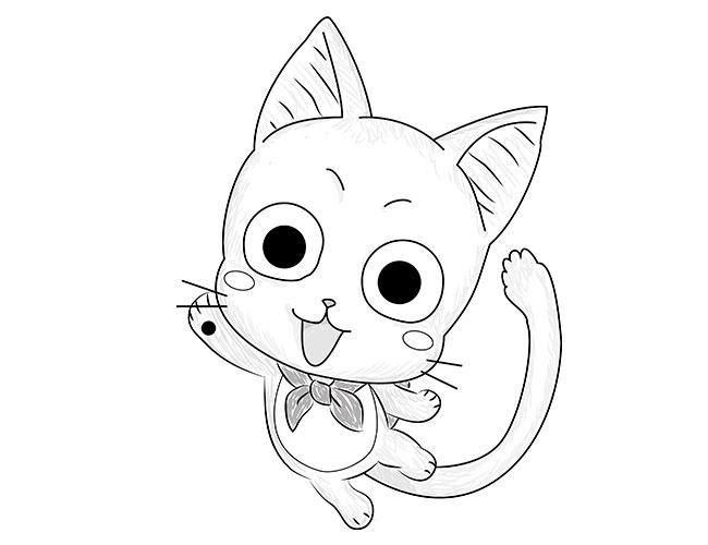 Раскраски животных из аниме  Аниме кошка