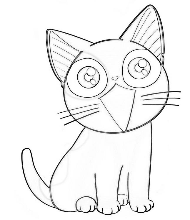 Раскраски животных из аниме  Аниме котеночек