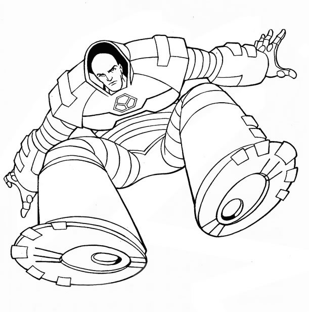 Раскраски с роботами из зарубежных мультфильмов для подростков  Человек в экзоскелете