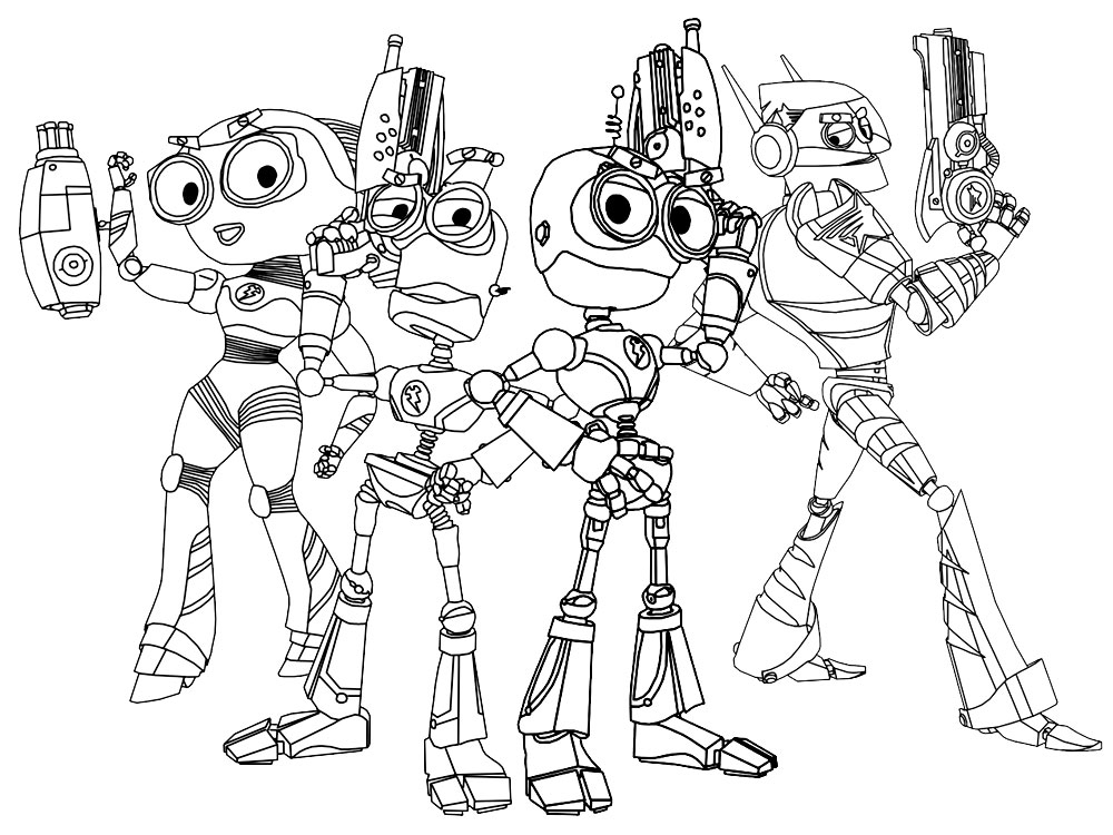 Раскраски с роботами из зарубежных мультфильмов для подростков  Роботы с оружием из мультфильма