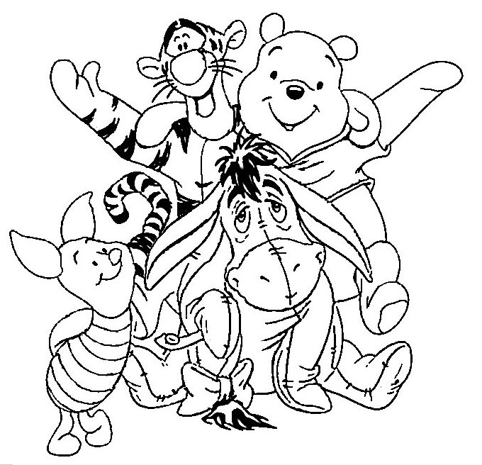 Раскраски из зарубежного мультфильма про Винни Пуха и его друзей для самых маленьких   Винни пух и компания
