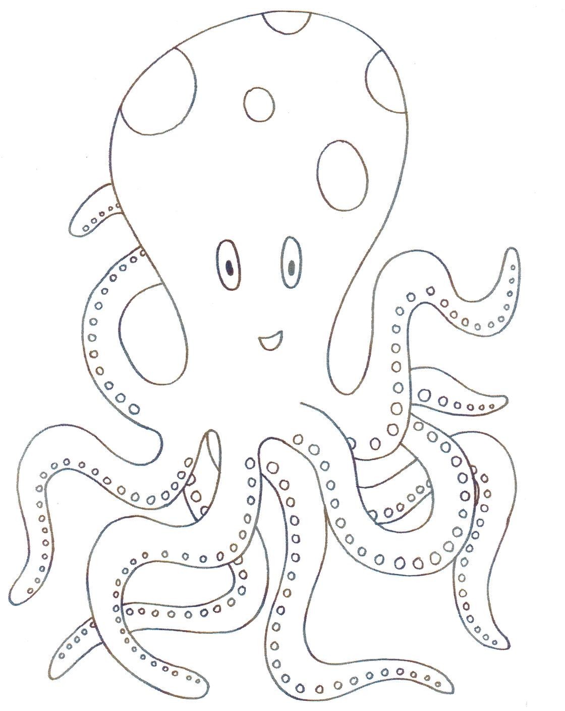 Раскраски осьминог осьминоги  Большой осьминог