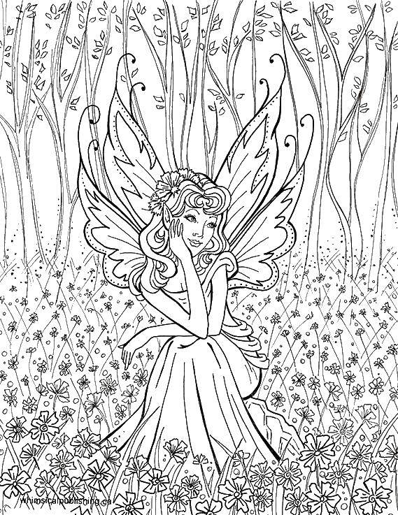 Раскраски с фея по зарубежным мультикам для девочек  Фея в лесу