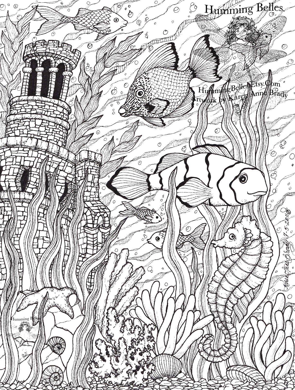 Раскраски с фея по зарубежным мультикам для девочек  Рыбки и феи