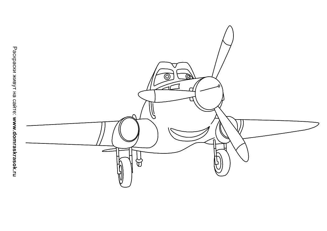 Раскраскидля мальчиков по мультфильму тачки  Самолет из тачек