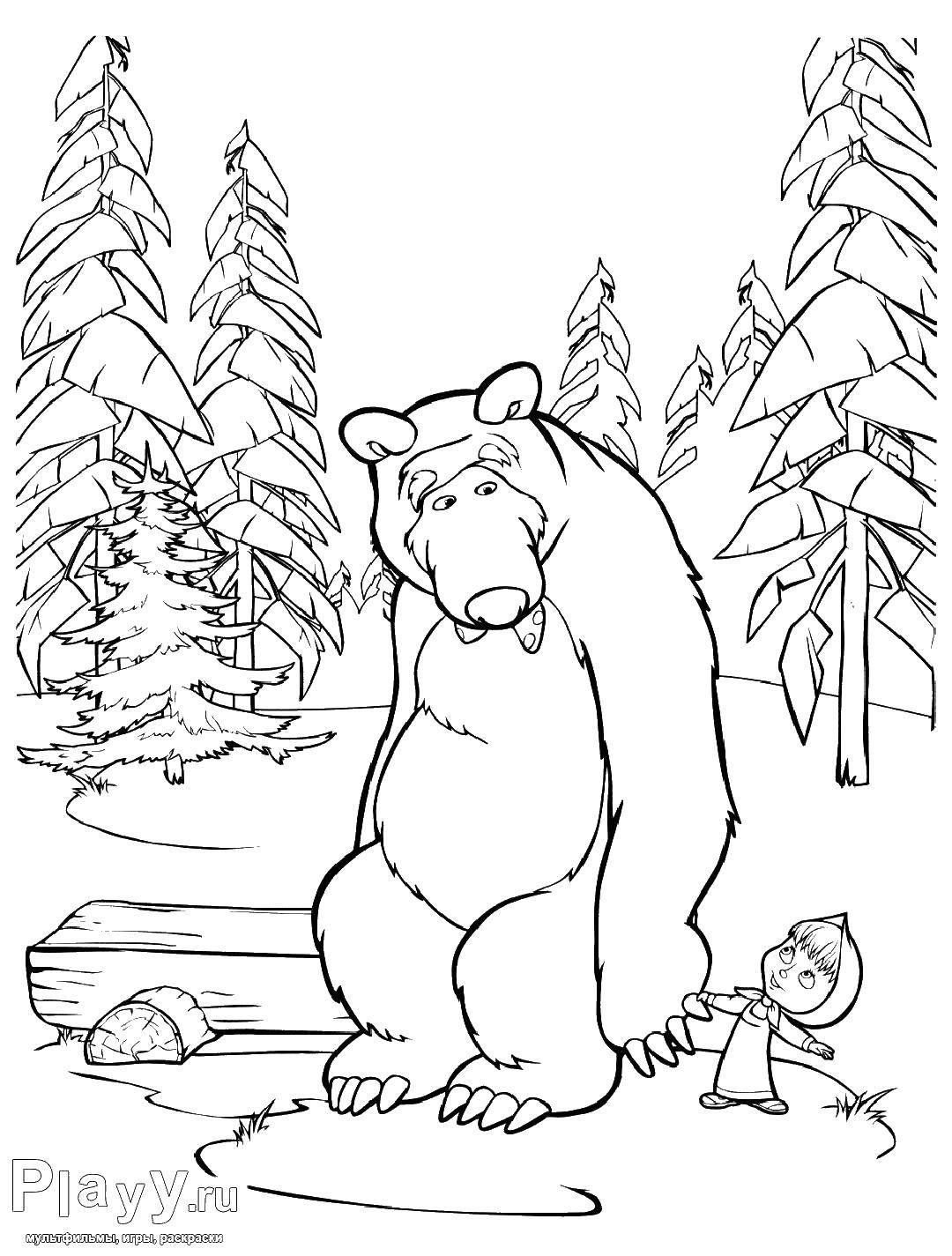 Раскраски для детей про озорную Машу из мультфильма Маша и медведь  Маша любит медведя