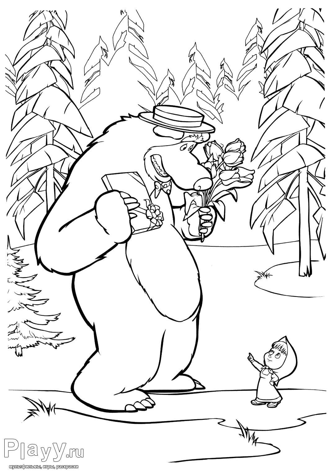 Раскраски для детей про озорную Машу из мультфильма Маша и медведь  Подарки для маши