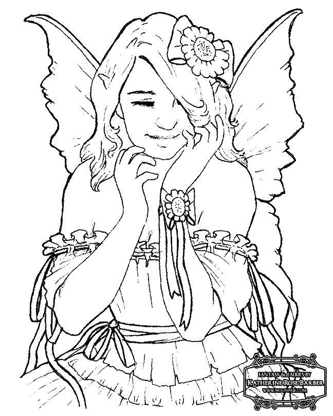 Раскраски с фея по зарубежным мультикам для девочек  Девочка с крыльями