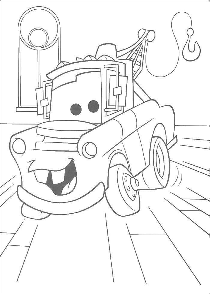 Раскраскидля мальчиков по мультфильму тачки  Мэтр грузовик эвакуатор
