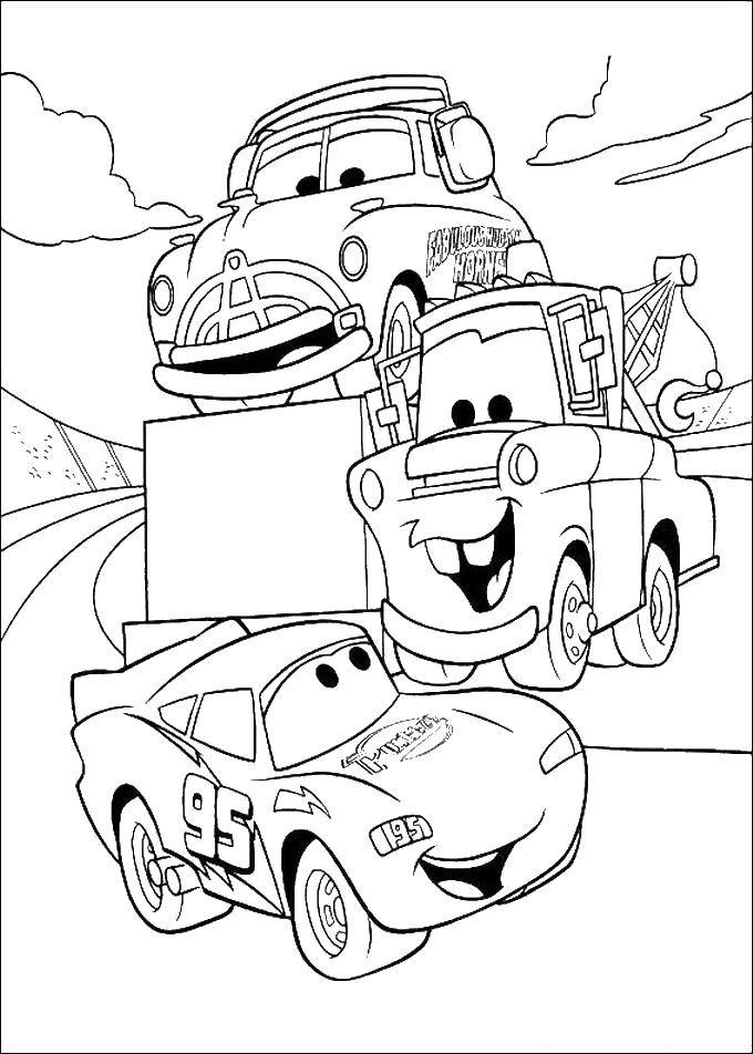 Раскраскидля мальчиков по мультфильму тачки  Молния маккуин на гонках