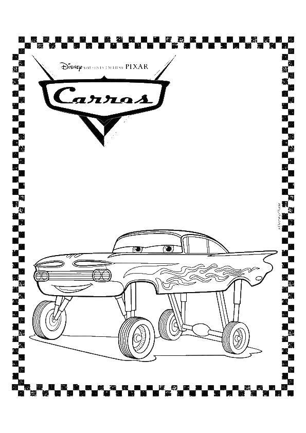 Раскраскидля мальчиков по мультфильму тачки  Рамон машина марки chevy impala`59