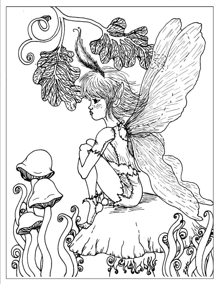 Раскраски с фея по зарубежным мультикам для девочек  Обиженная фея