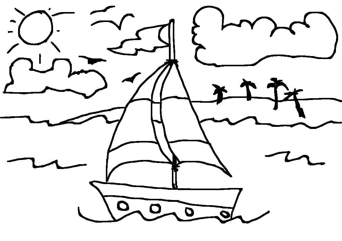 Маленький парусник  Кораблик плывет по волнам