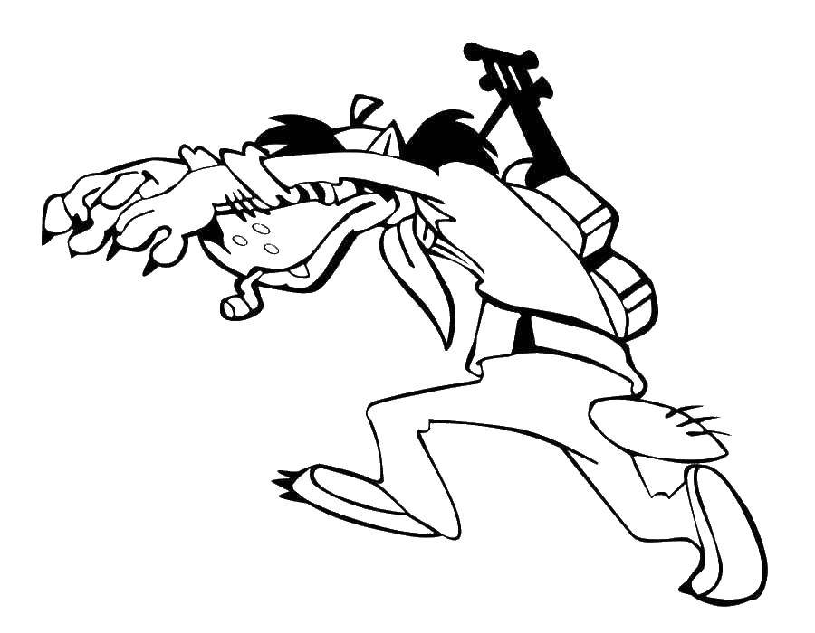 Раскраски к мультфильму Ну погоди, раскраски про волка и зайца для детей  Крадущийся волк