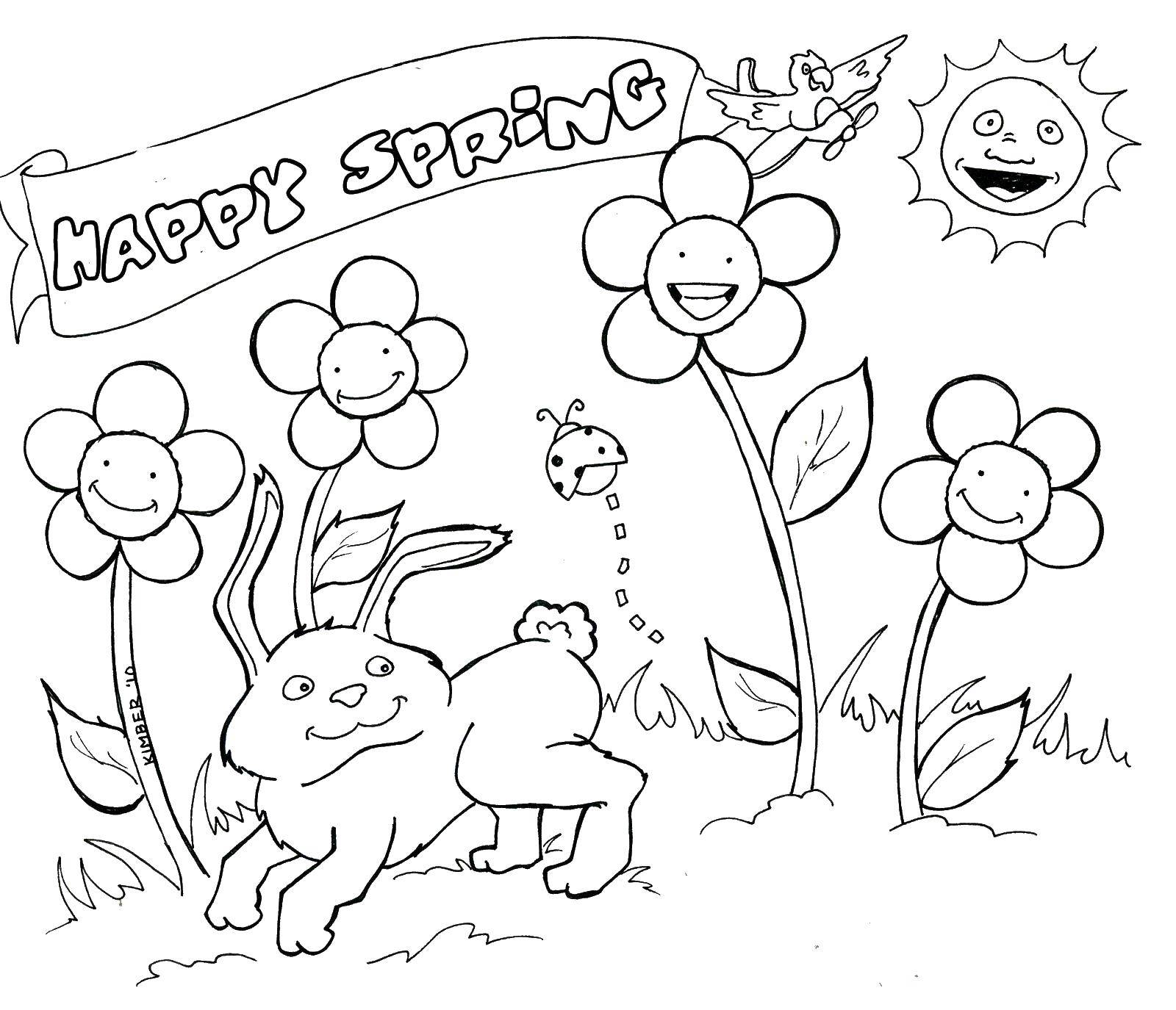Раскраски весна для детей  Счастливой весны