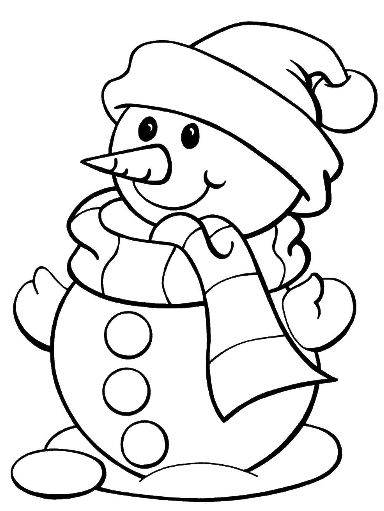 Раскраски для детей Зима, зимушка раскраски для школьников  Снеговик