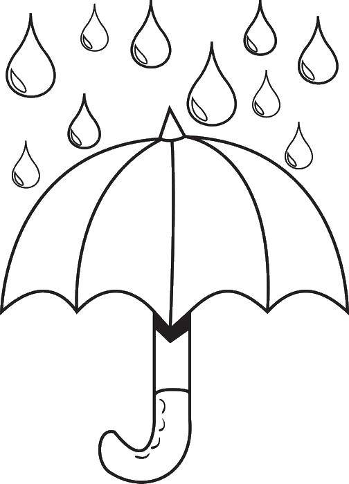 Раскраски природные явления дождь, раскраски дождик для школьников и подростков  Зонтик и капли дождя