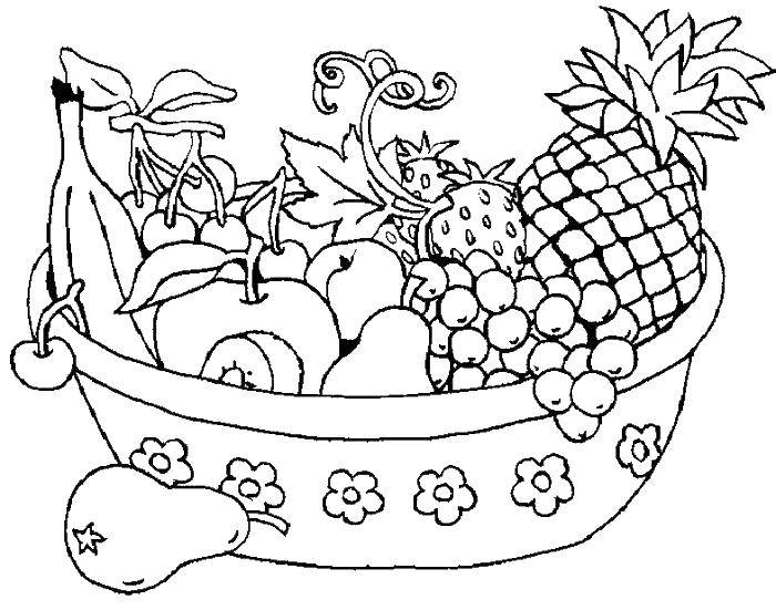 Раскраски ягоды малина вишня арбуз вишня крыжовник  Фрукты и ягоды в миске