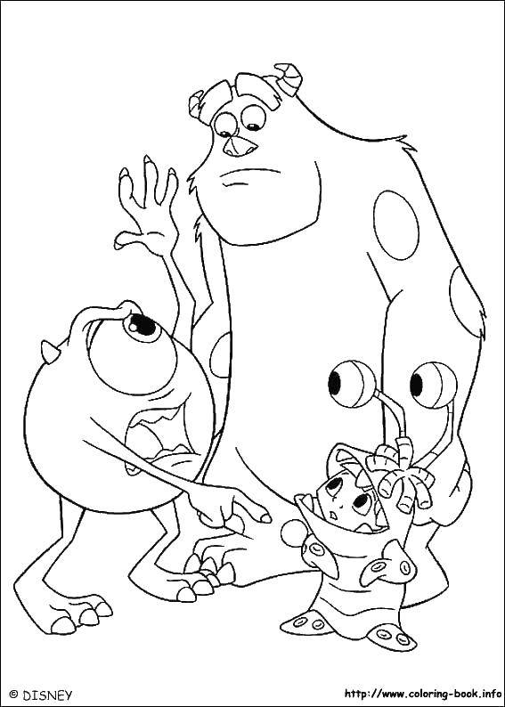 Раскраски по мультфильму Корпорация монстров для детей  Мультфильм корпорация монстров.