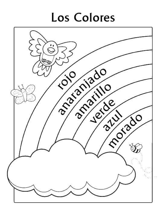 Раскраски радуга для самых маленьких, раскраски природные явления для малышей  Радуга на испанском языке