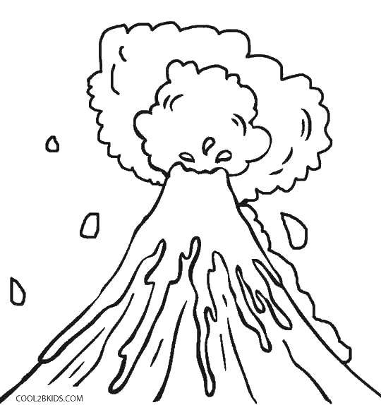 Раскраски вулкан для детей, раскраски для школьников, раскраски природа для начальной школы  Извержение лавы