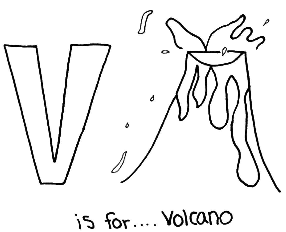 Раскраски вулкан для детей, раскраски для школьников, раскраски природа для начальной школы  В значит вулкан.