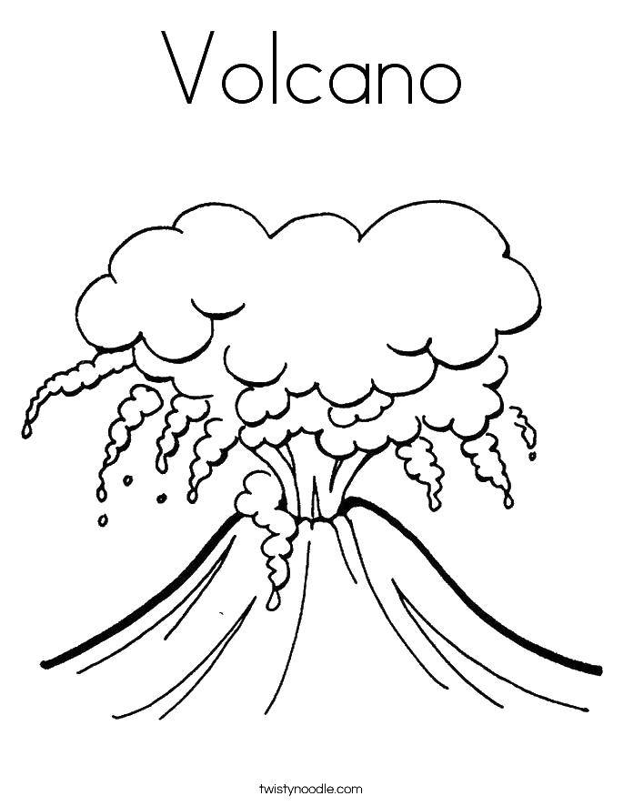 Раскраски вулкан для детей, раскраски для школьников, раскраски природа для начальной школы  Вулкан на английском