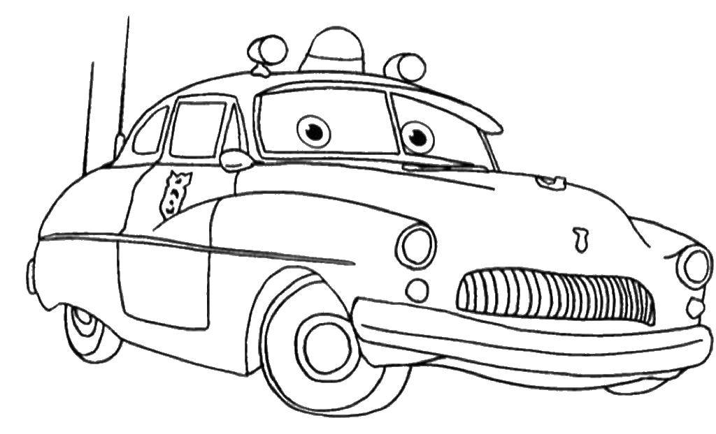 Раскраскидля мальчиков по мультфильму тачки  Машина шерифа