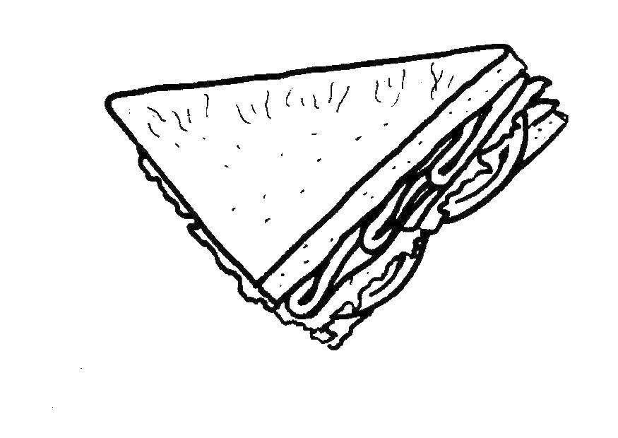 Раскраски еды хлеб торты пицца  Вкусный сэндвич