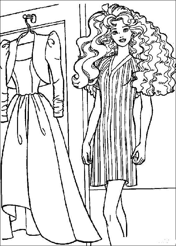 Раскраски с барби по серии мультфильмов  для девочек  Барби выбирает платье