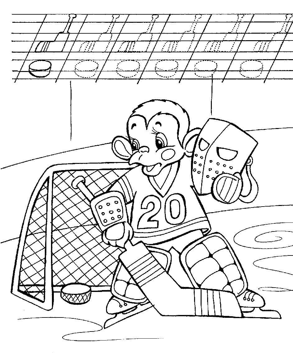  Обезьянка играет в хоккей
