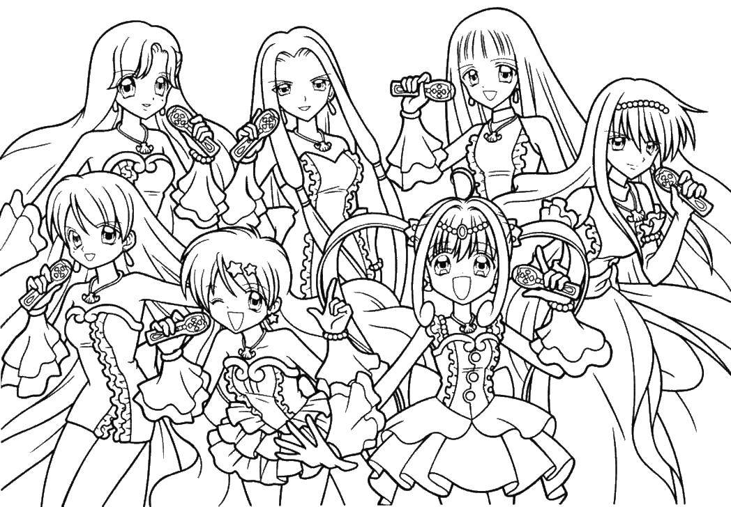 Раскраски персонажей из аниме  Команда анимешных девочек
