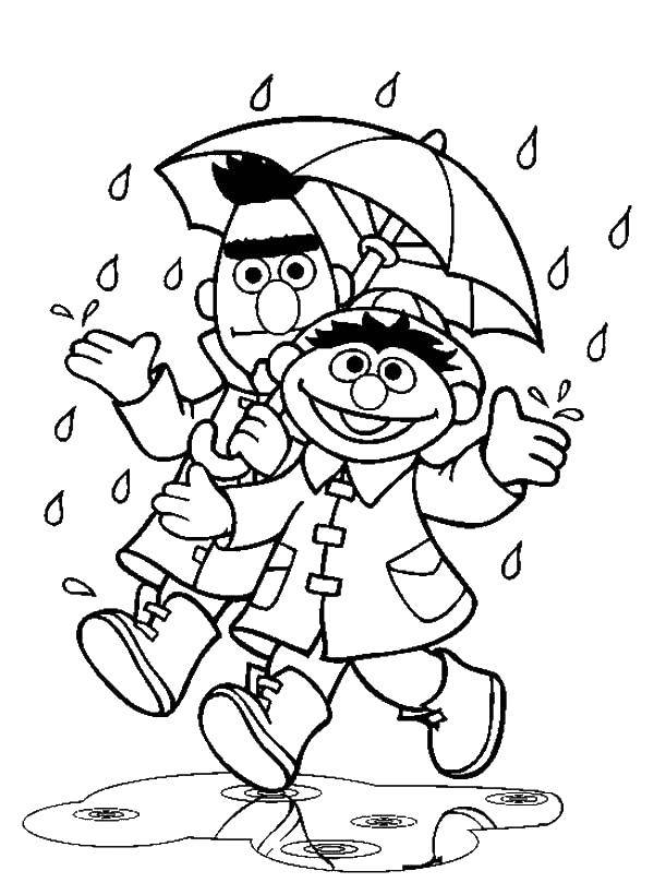 Раскраски природные явления дождь, раскраски дождик для школьников и подростков  Гуляем под зонтом