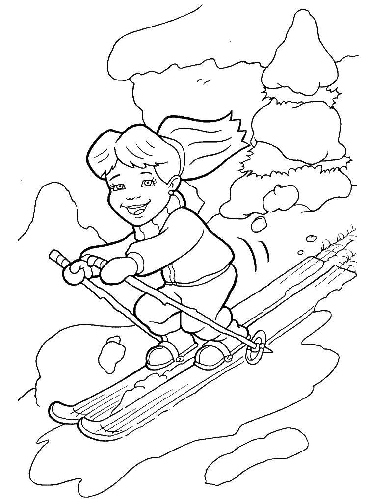 Девочка на лыжах