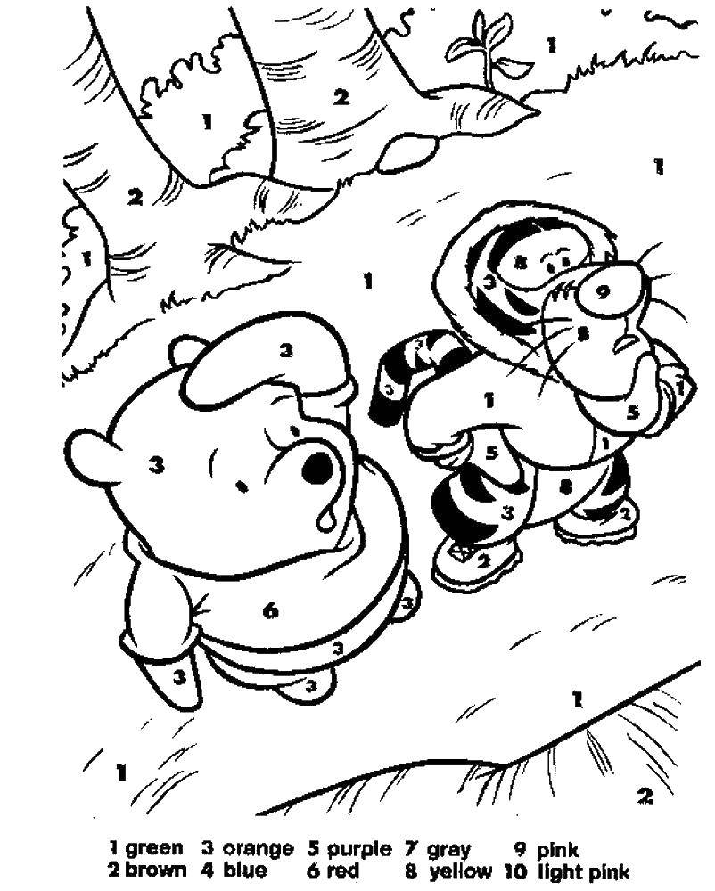 Раскраски из зарубежного мультфильма про Винни Пуха и его друзей для самых маленьких   Винни пух и тигра