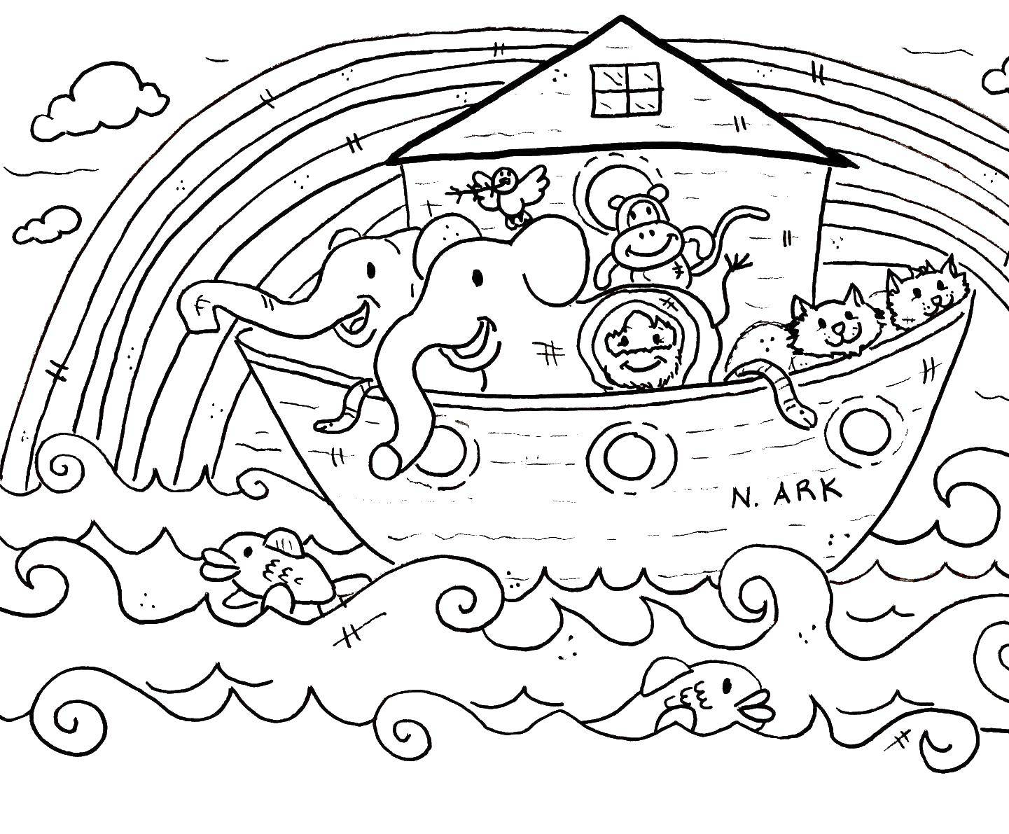  Ноев ковчег в море Зверушки на корабле.